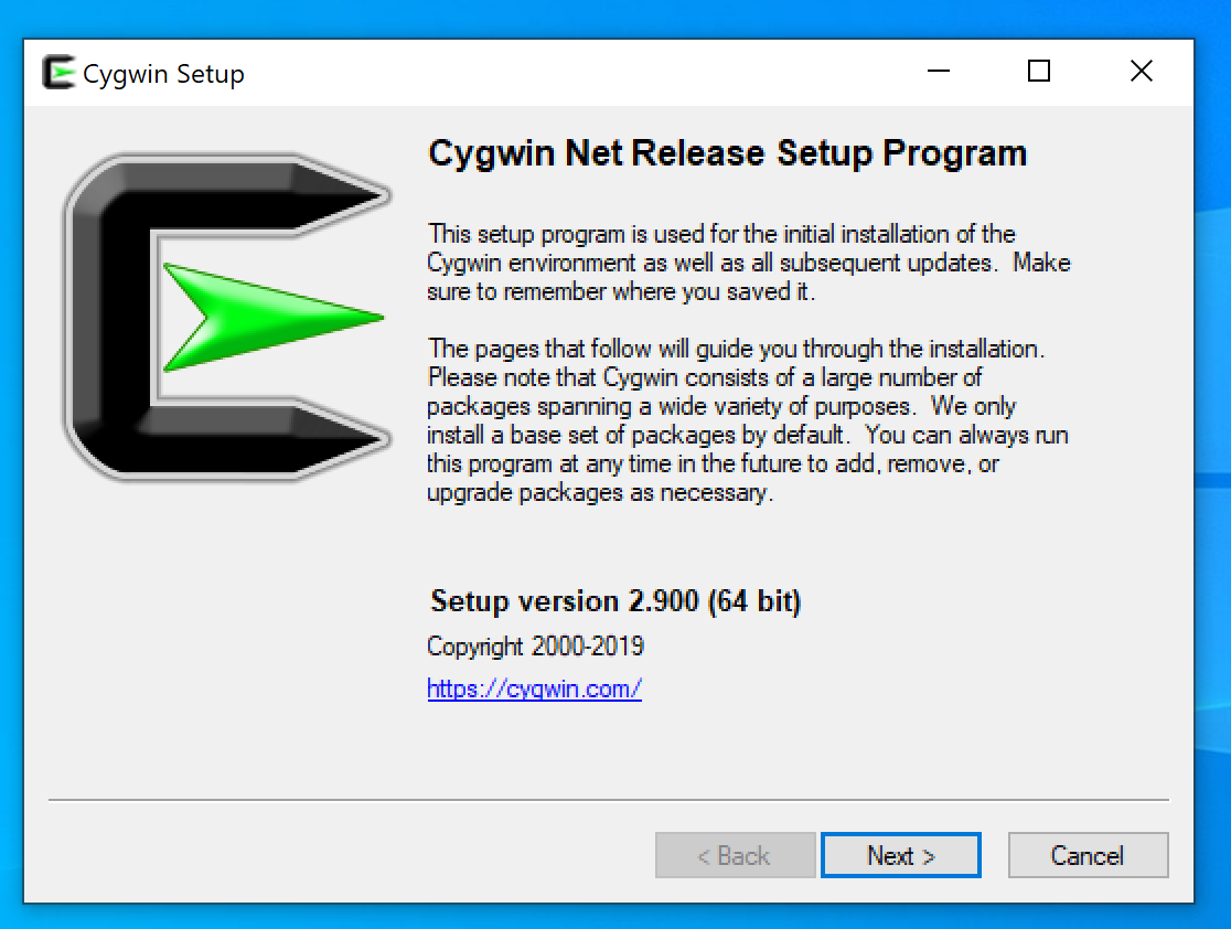 Screenshot: Cygwin Setup