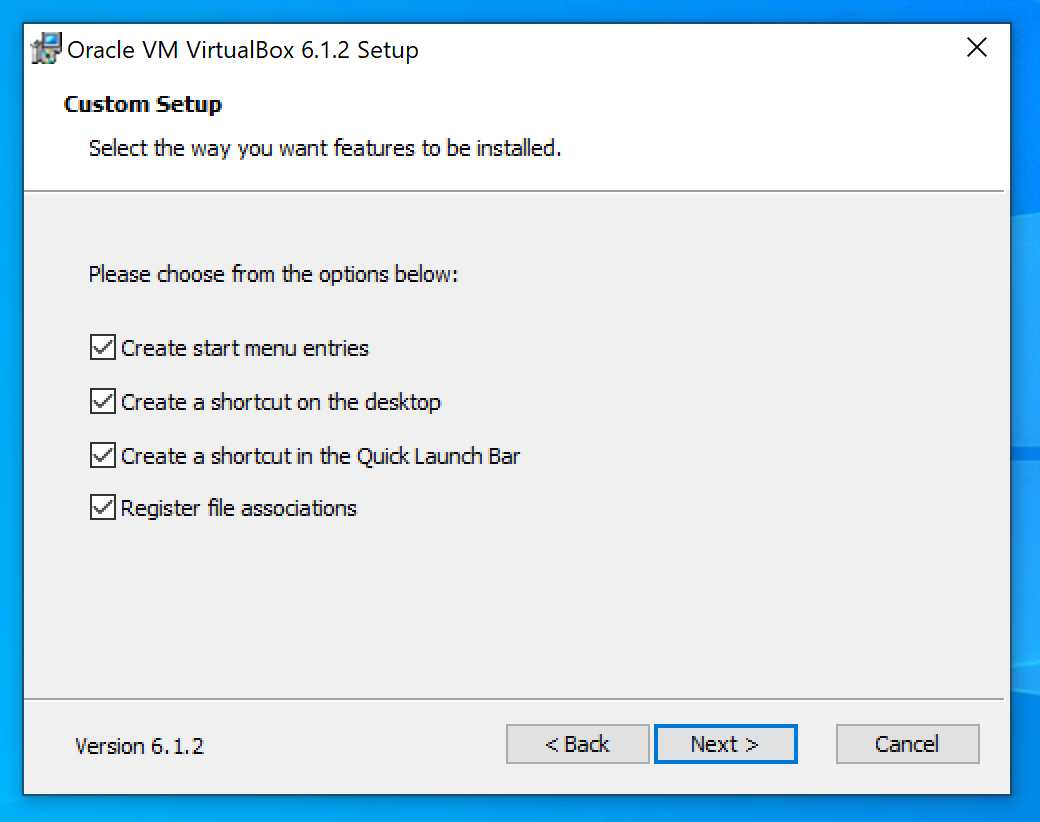 Screenshot: VirtualBox Setup